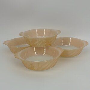 Vintage Set Of 4 Anchor Hocking Fire King Swirl Bowls